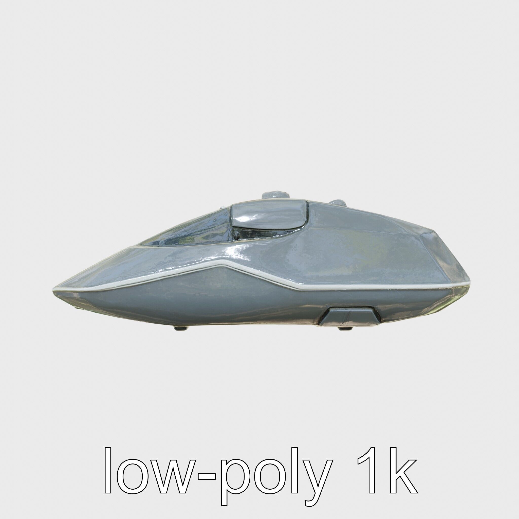 Space Taxi Meteor Dark Gray Asymmetric Design Low-poly 3D model_16