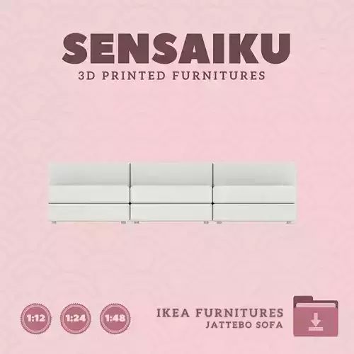 JATTEBO 4 5 Seat Mod Sofa for Miniature Dollhouse IKEA 3D Print