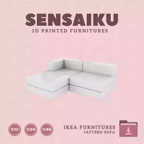 JATTEBO 2 5 seat Mod Sofa with Chaise Dollhouse IKEA 3D Print 3D print model