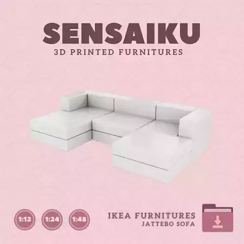JATTEBO 3 5 seat Mod Sofa Chaise Dollhouse IKEA 3D Print