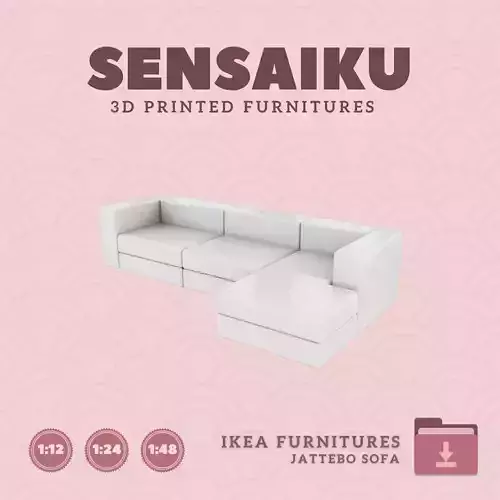 JATTEBO 4-seat Mod Sofa Chaise for Dollhouse IKEA 3D Print