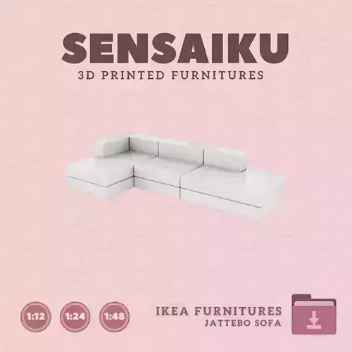 JATTEBO 3 5 seat Mod Sofa Chaise for Dollhouse IKEA 3D Print