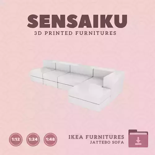 ATTEBO 4 5 seat Mod Sofa Chaise for Dollhouse IKEA 3D Print
