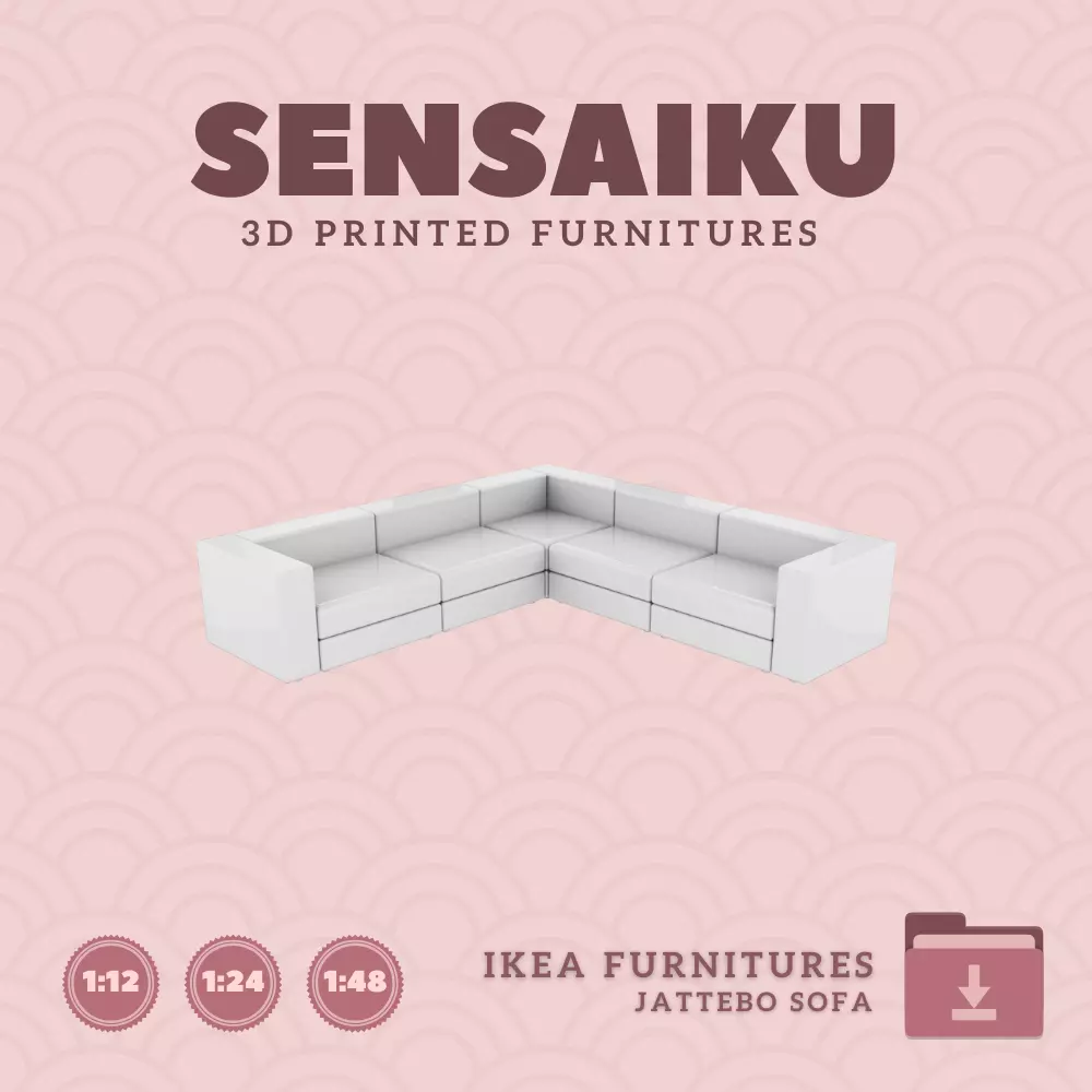 JATTEBO Corner Sofa 6 Seats for Dollhouse IKEA 3D Print 3D print model