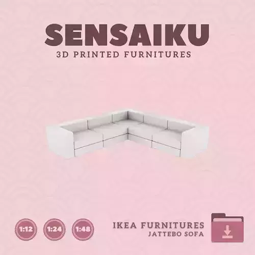  JATTEBO Corner Sofa 6 Seats for Dollhouse IKEA 3D Print