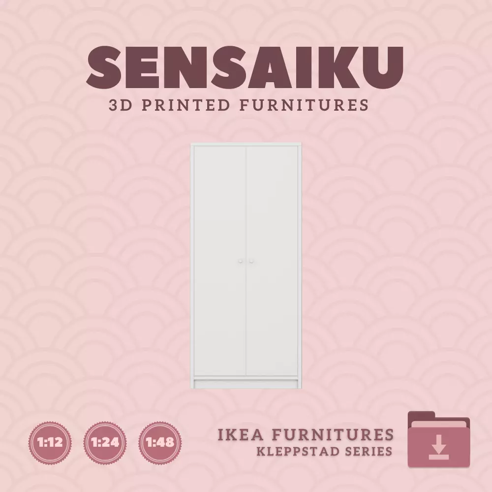KLEPPSTAD Wardrobe with Doors for Dollhouse IKEA 3D Print 3D print model