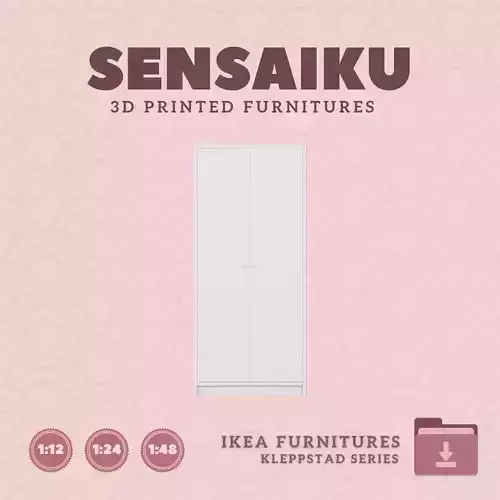KLEPPSTAD Wardrobe with Doors for Dollhouse IKEA 3D Print