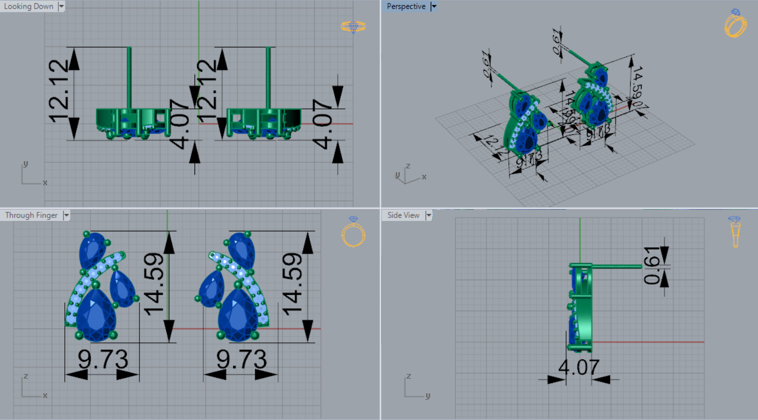 bride diamond jewelry earring je0027 3D print model_7