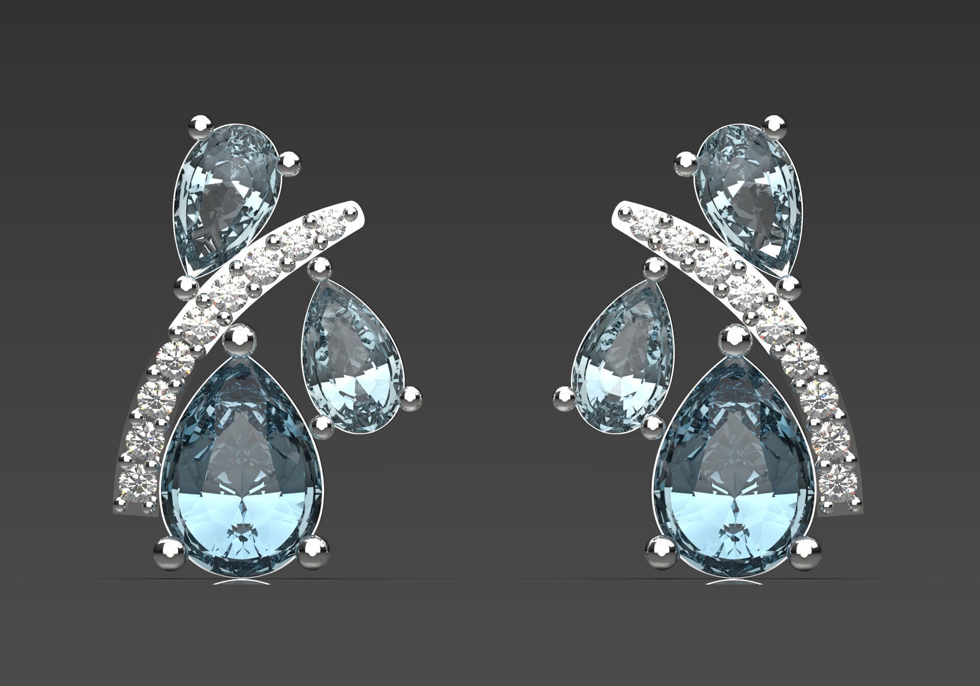 bride diamond jewelry earring je0027 3D print model_2