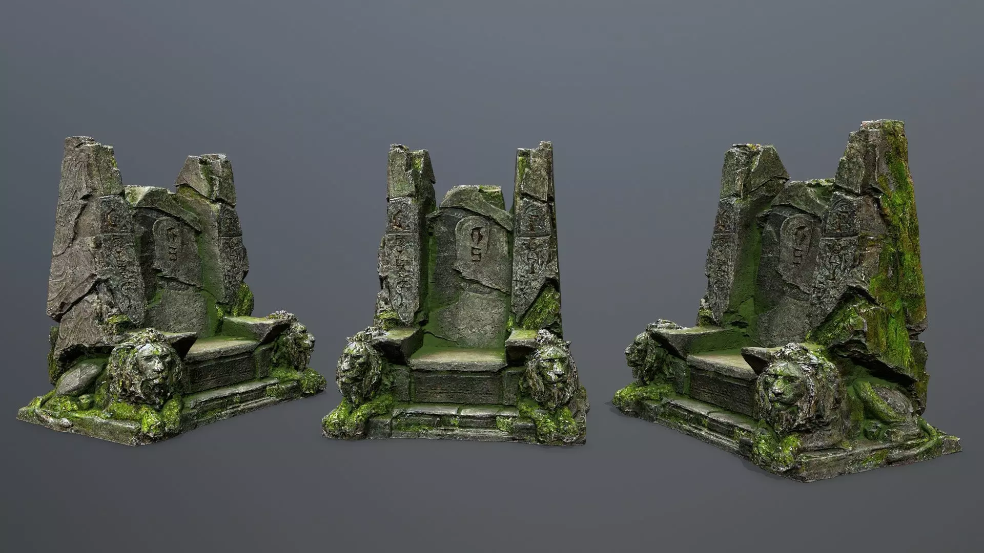 Lion Stone Throne Low-poly 3D model