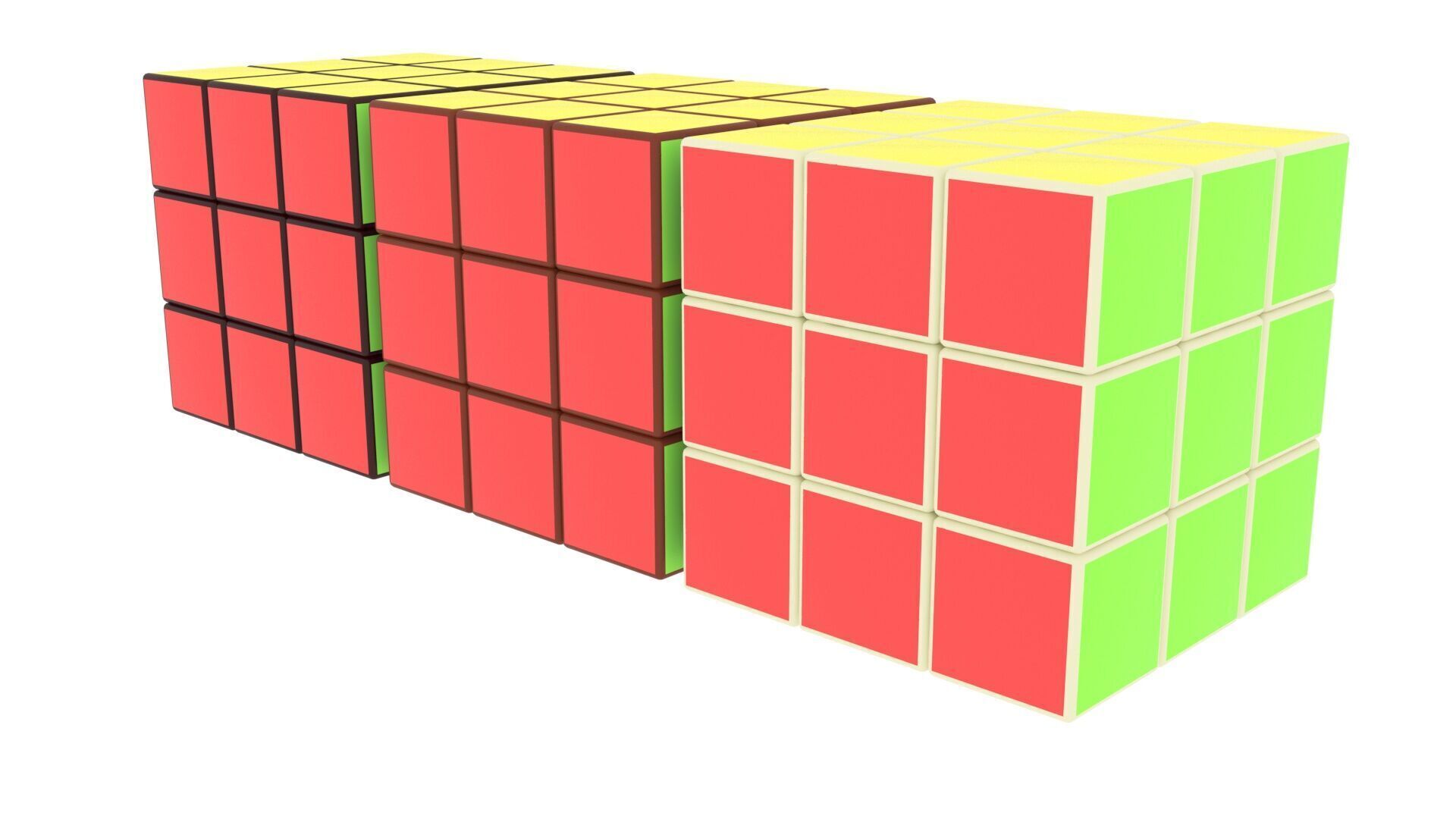 Chocolate Rubiks Cubes Set 3D model_1