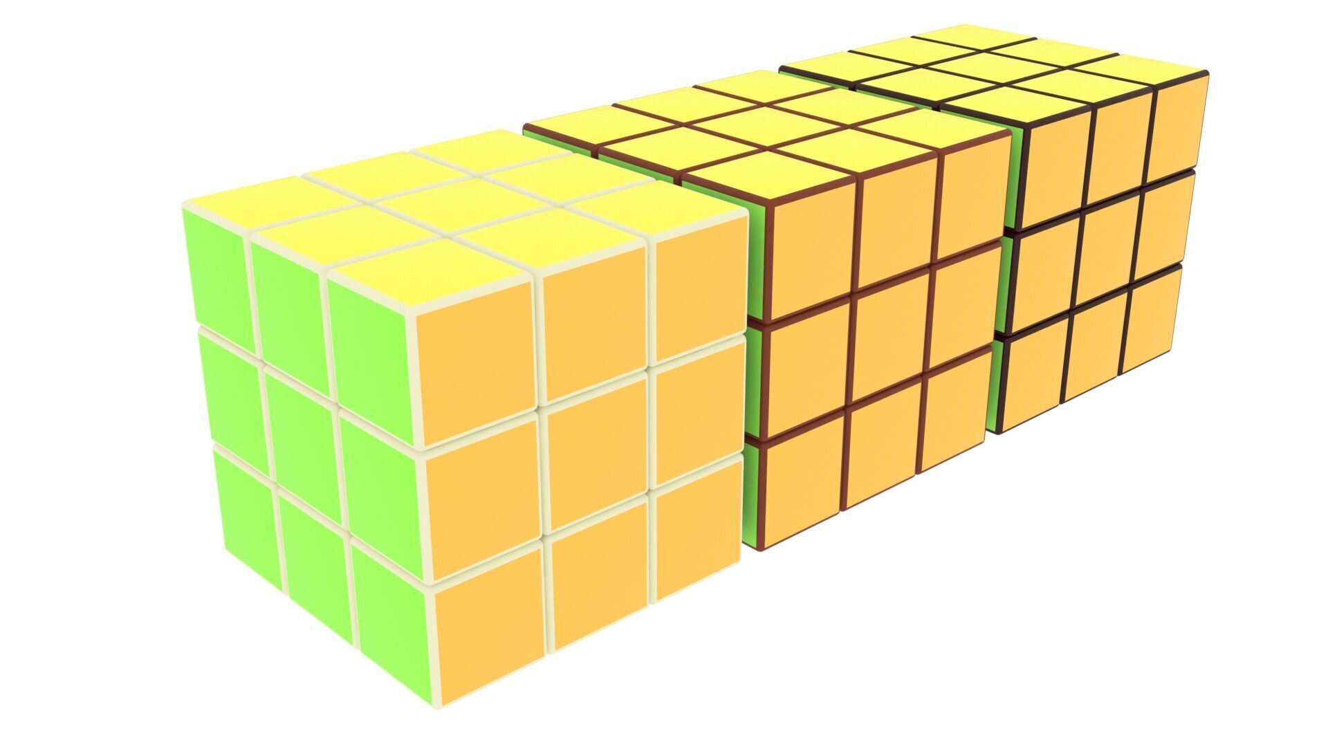 Chocolate Rubiks Cubes Set 3D model_2