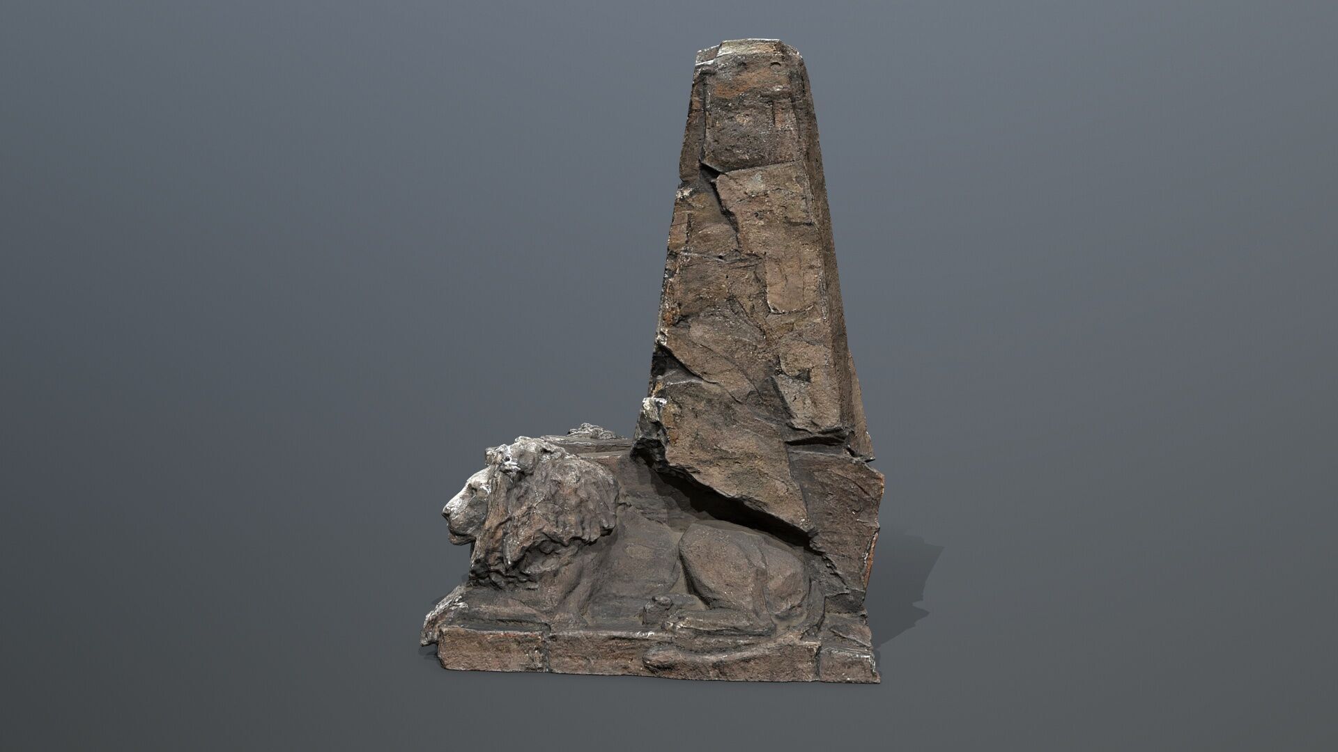 Lion Stone Throne Low-poly 3D model_5