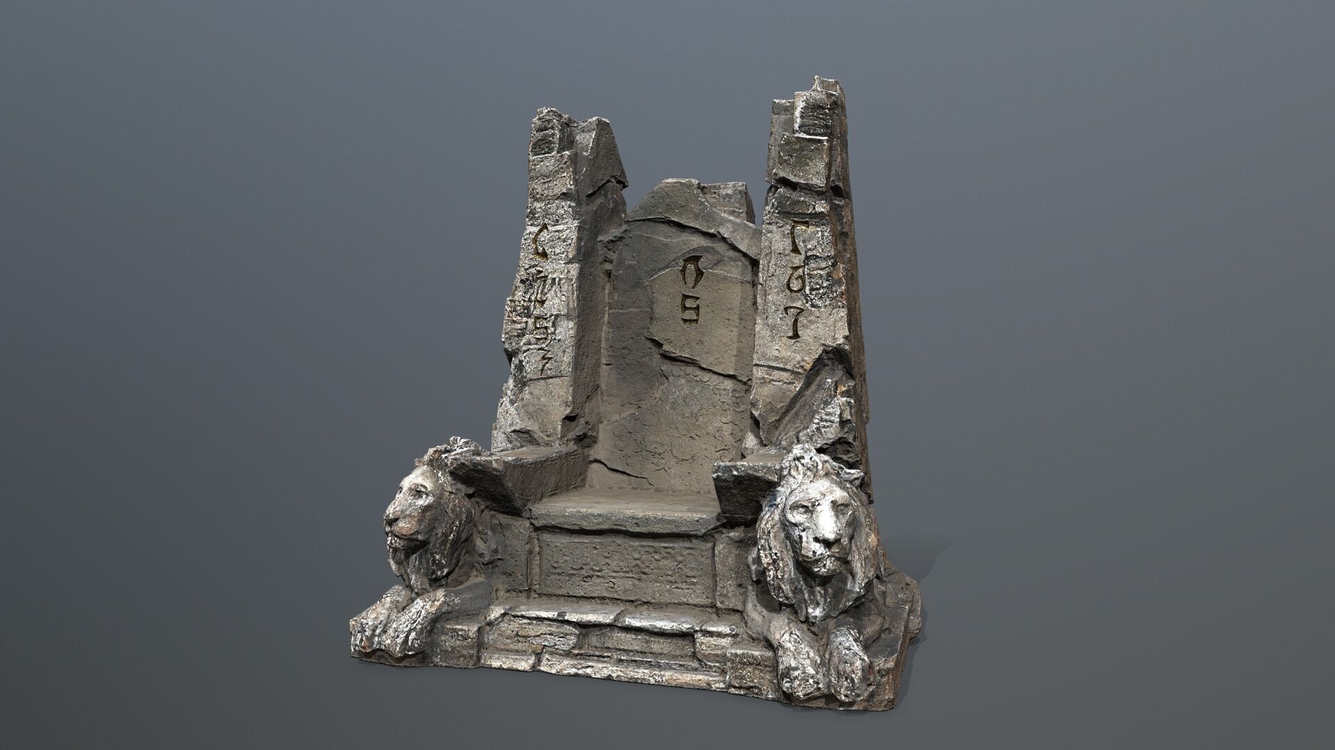 Lion Stone Throne Low-poly 3D model_3
