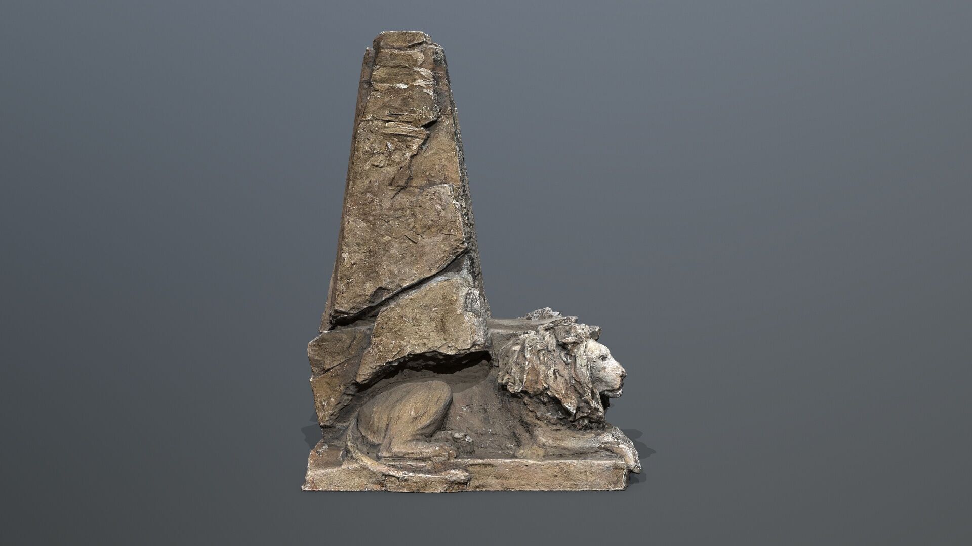 Lion Stone Throne Low-poly 3D model_9