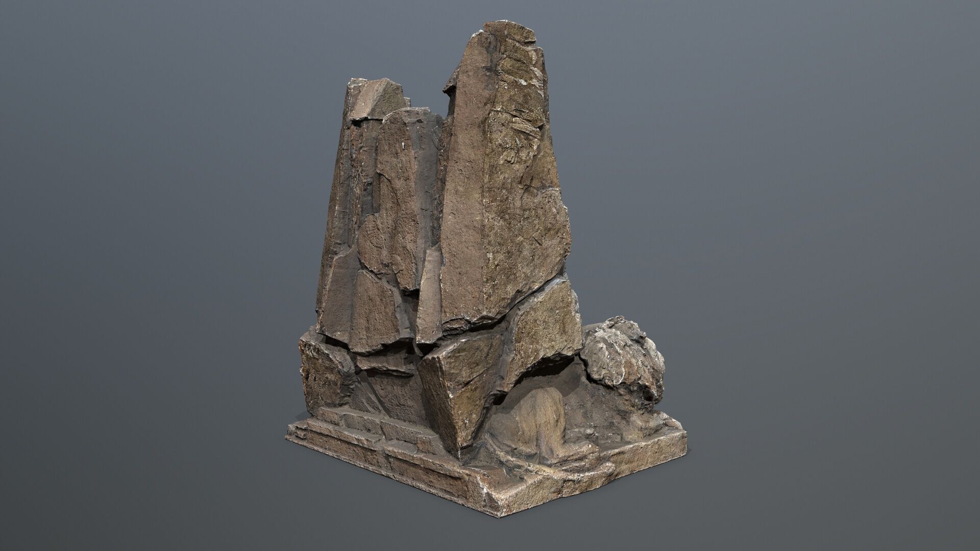 Lion Stone Throne Low-poly 3D model_8