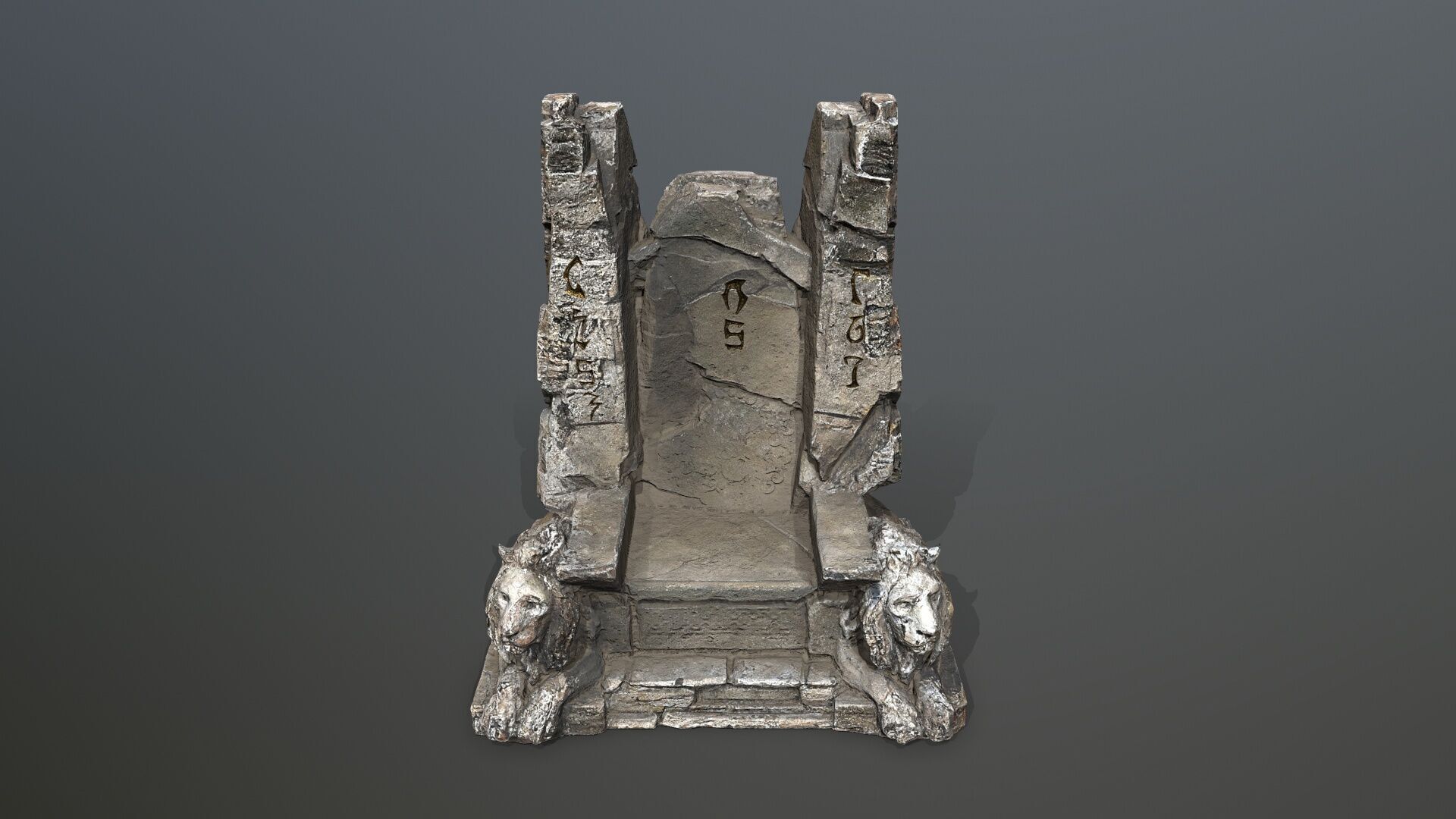Lion Stone Throne Low-poly 3D model_12