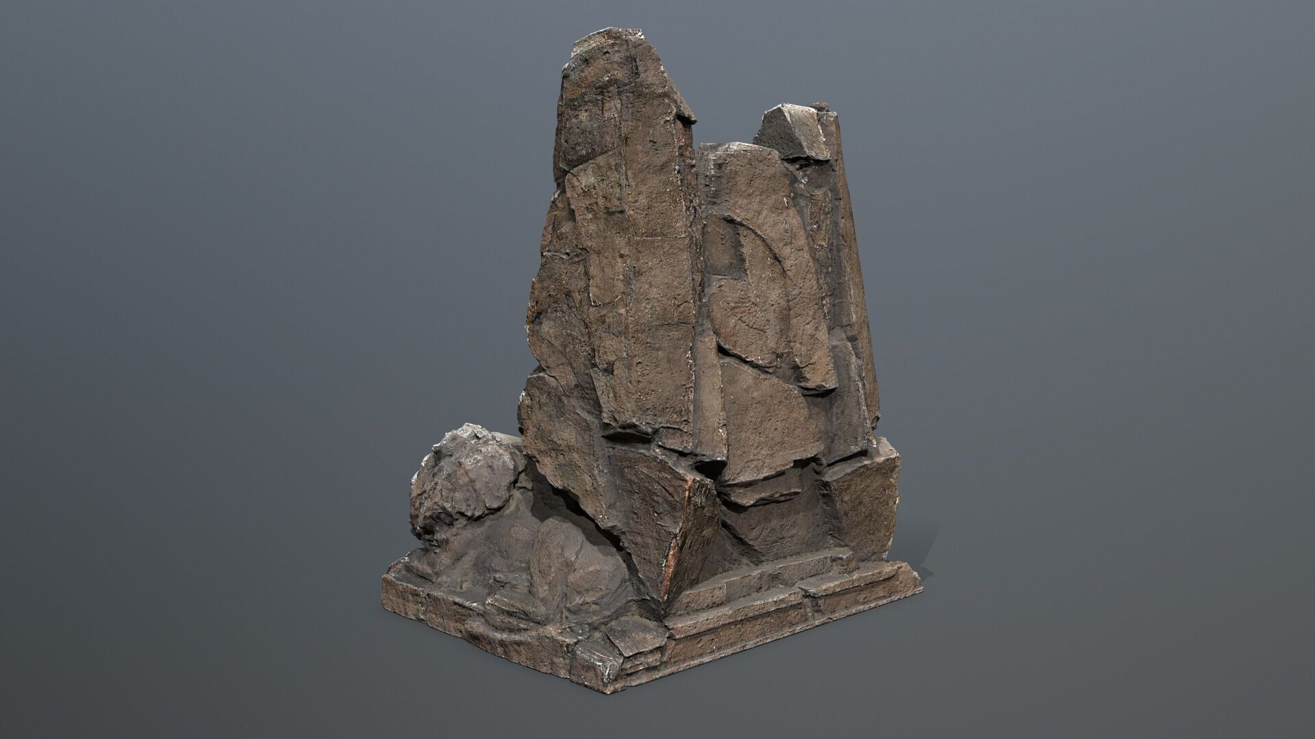 Lion Stone Throne Low-poly 3D model_6