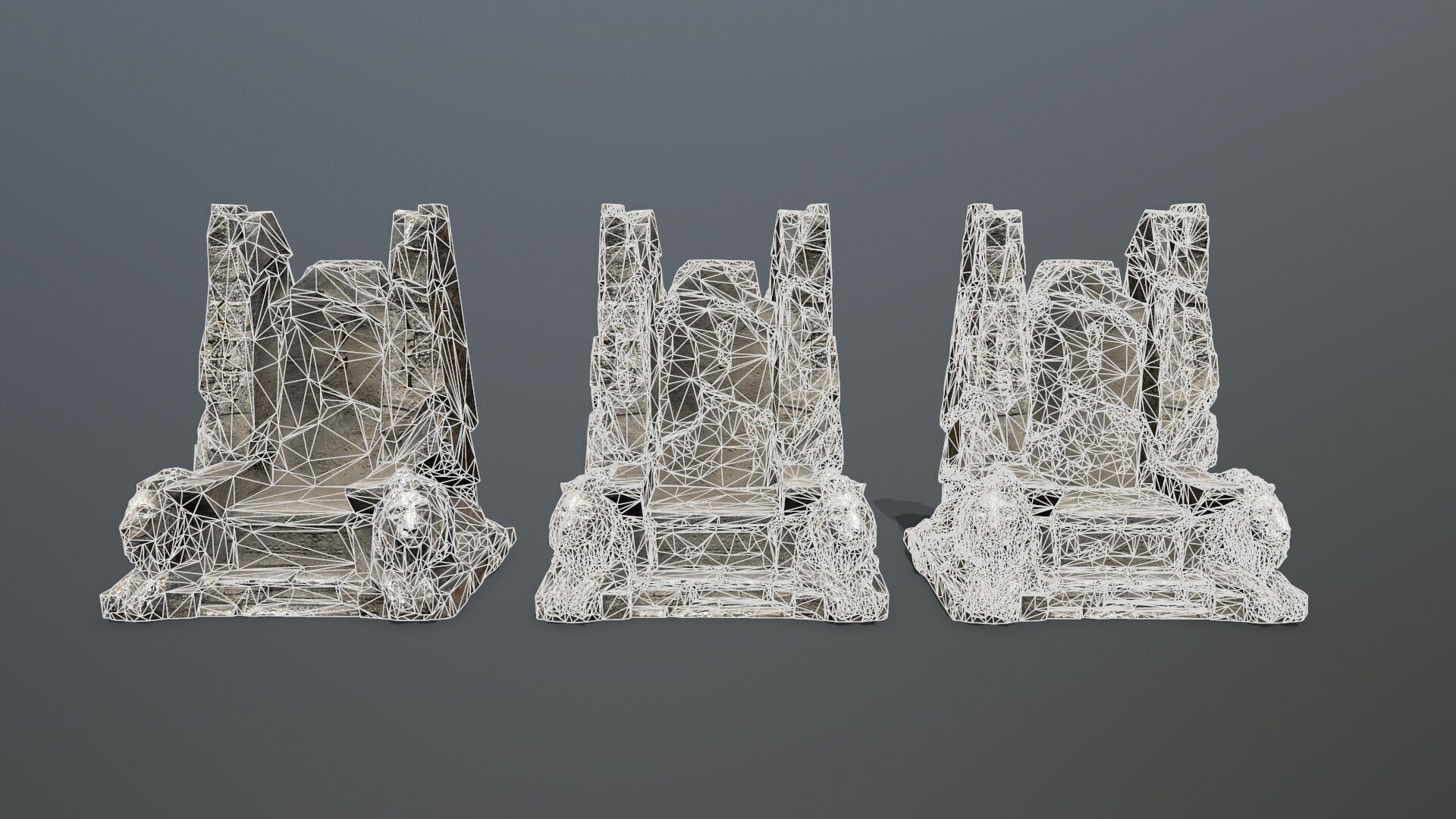Lion Stone Throne Low-poly 3D model_14
