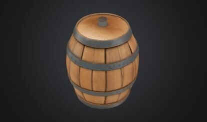 Wooden Barrel 3D Model Game Ready VR AR Prop for Animations Low-poly 3D model_4