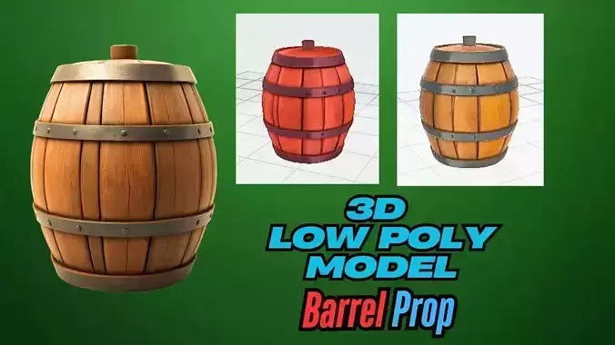  Wooden Barrel 3D Model Game Ready VR AR Prop for Animations