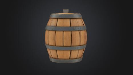 Wooden Barrel 3D Model Game Ready VR AR Prop for Animations Low-poly 3D model_2