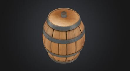 Wooden Barrel 3D Model Game Ready VR AR Prop for Animations Low-poly 3D model_7
