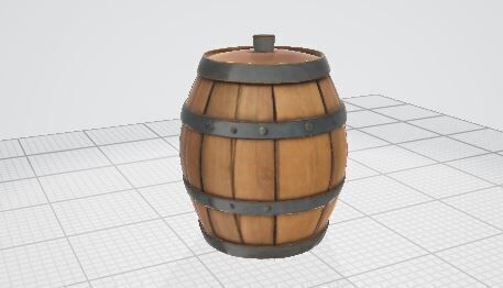 Wooden Barrel 3D Model Game Ready VR AR Prop for Animations Low-poly 3D model_12