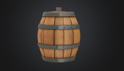 Wooden Barrel 3D Model Game Ready VR AR Prop for Animations Low-poly 3D model_1