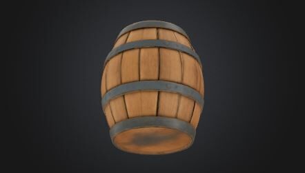 Wooden Barrel 3D Model Game Ready VR AR Prop for Animations Low-poly 3D model_6