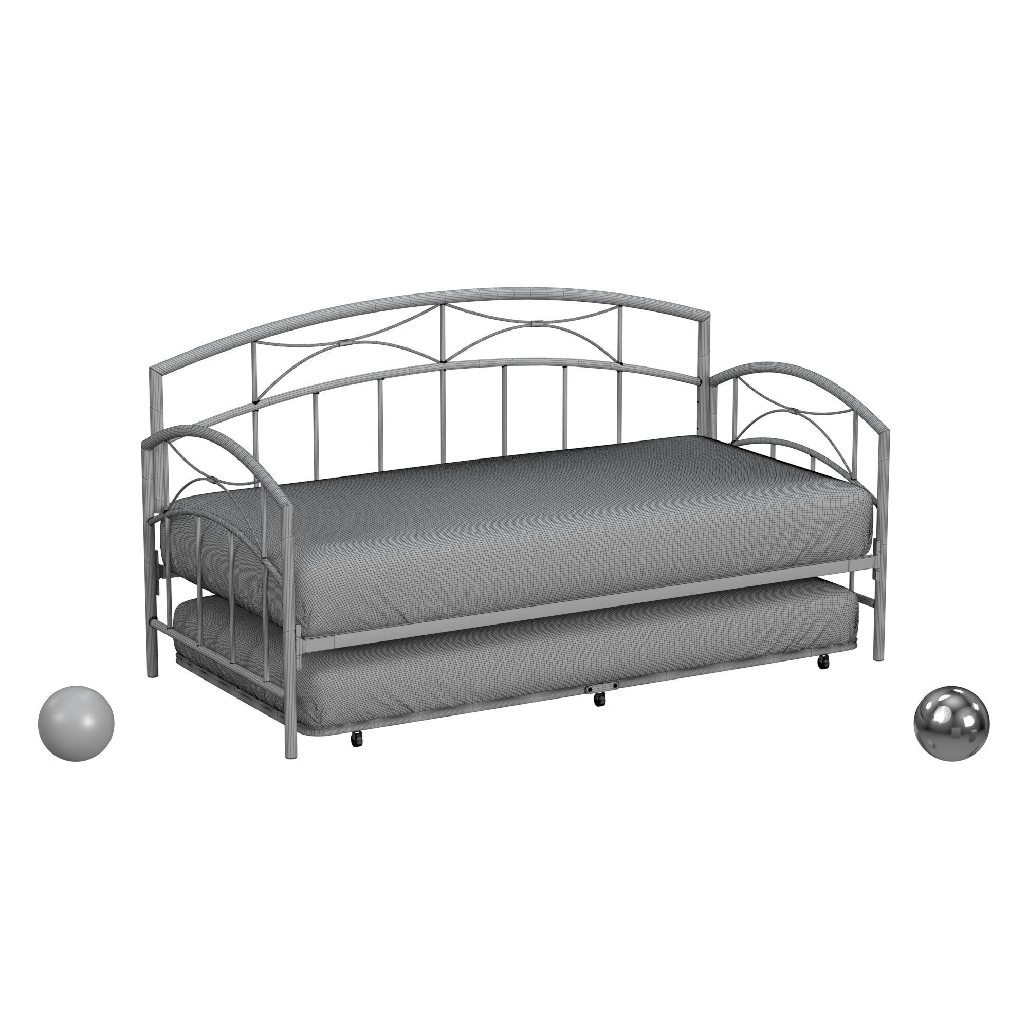  Morris Metal Twin Size Daybed With Roll Out 3D model_3