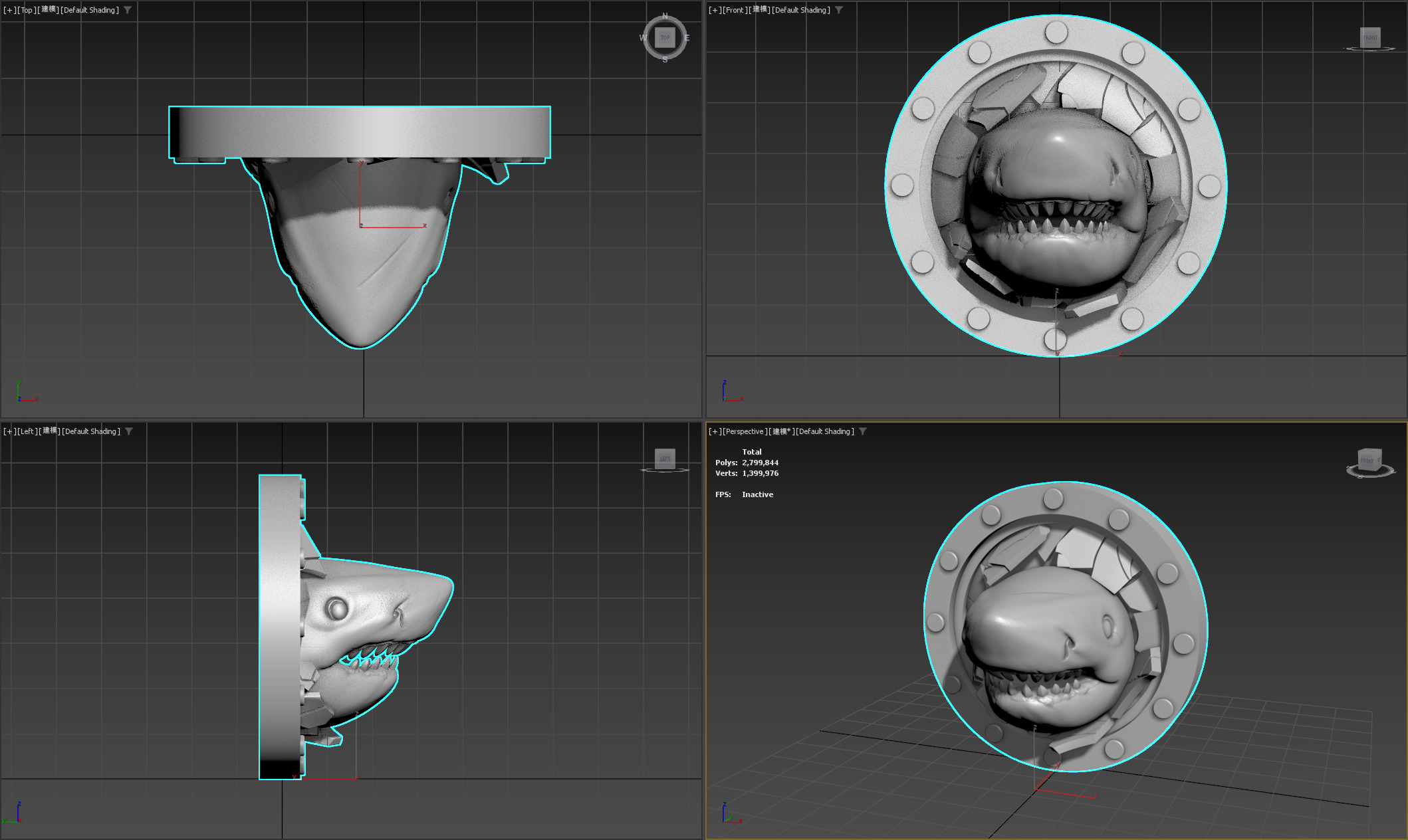 Shark Animal Wall Art 3D print model_9