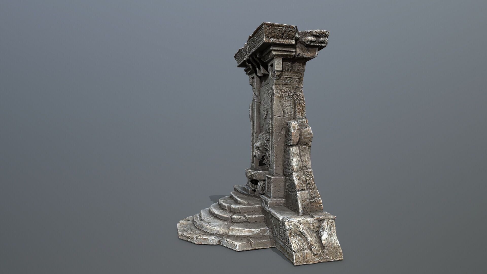 Lion fountain Low-poly 3D model_6