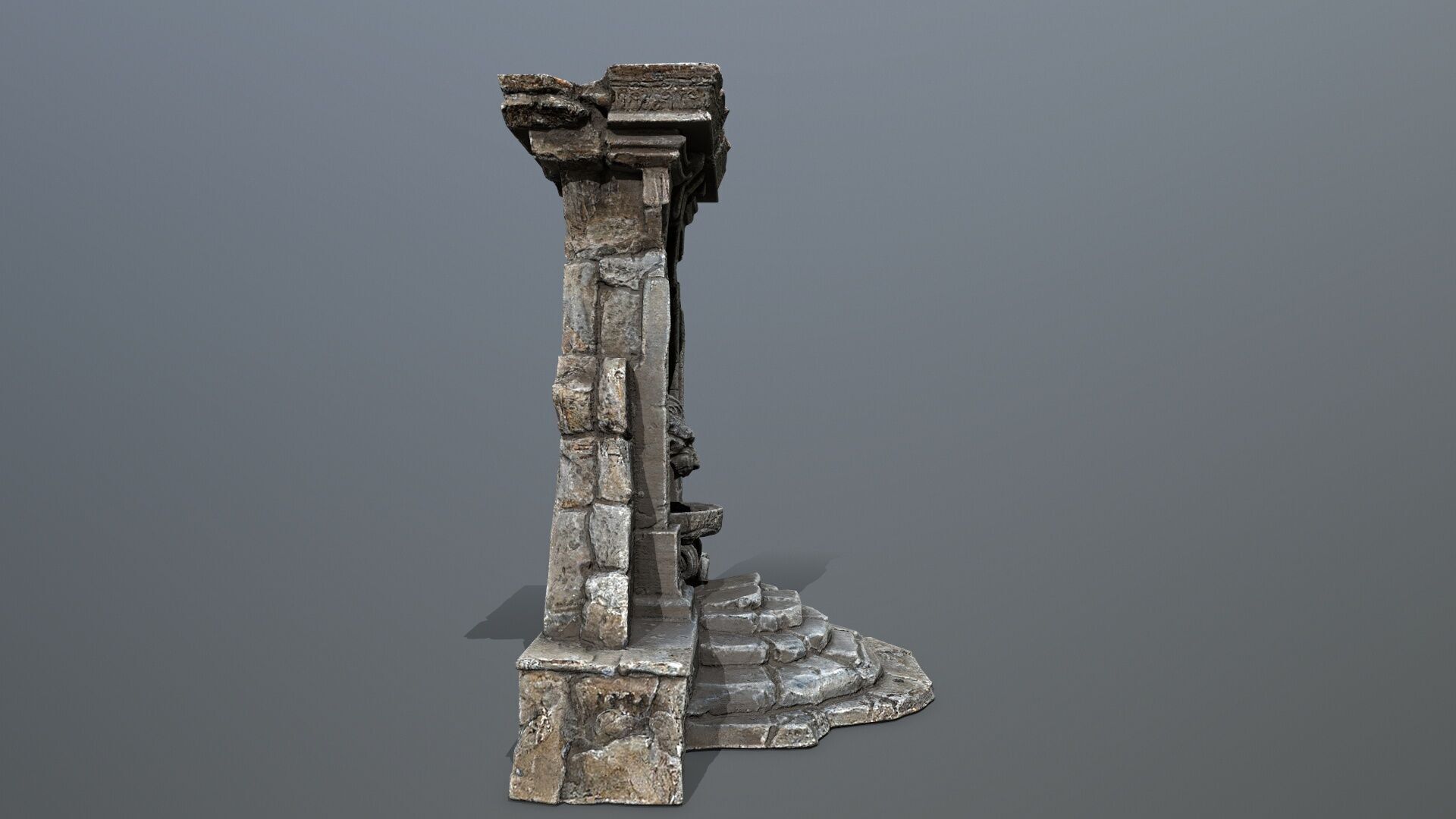 Lion fountain Low-poly 3D model_10