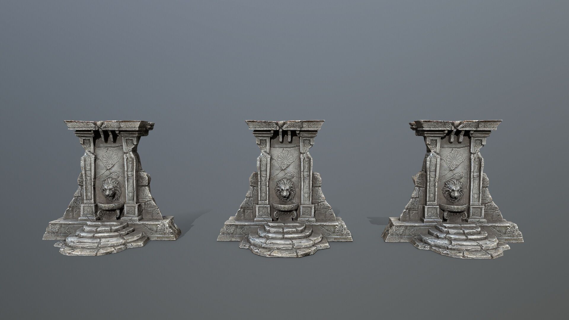 Lion fountain Low-poly 3D model_14