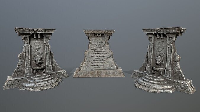 Lion fountain Low-poly 3D model