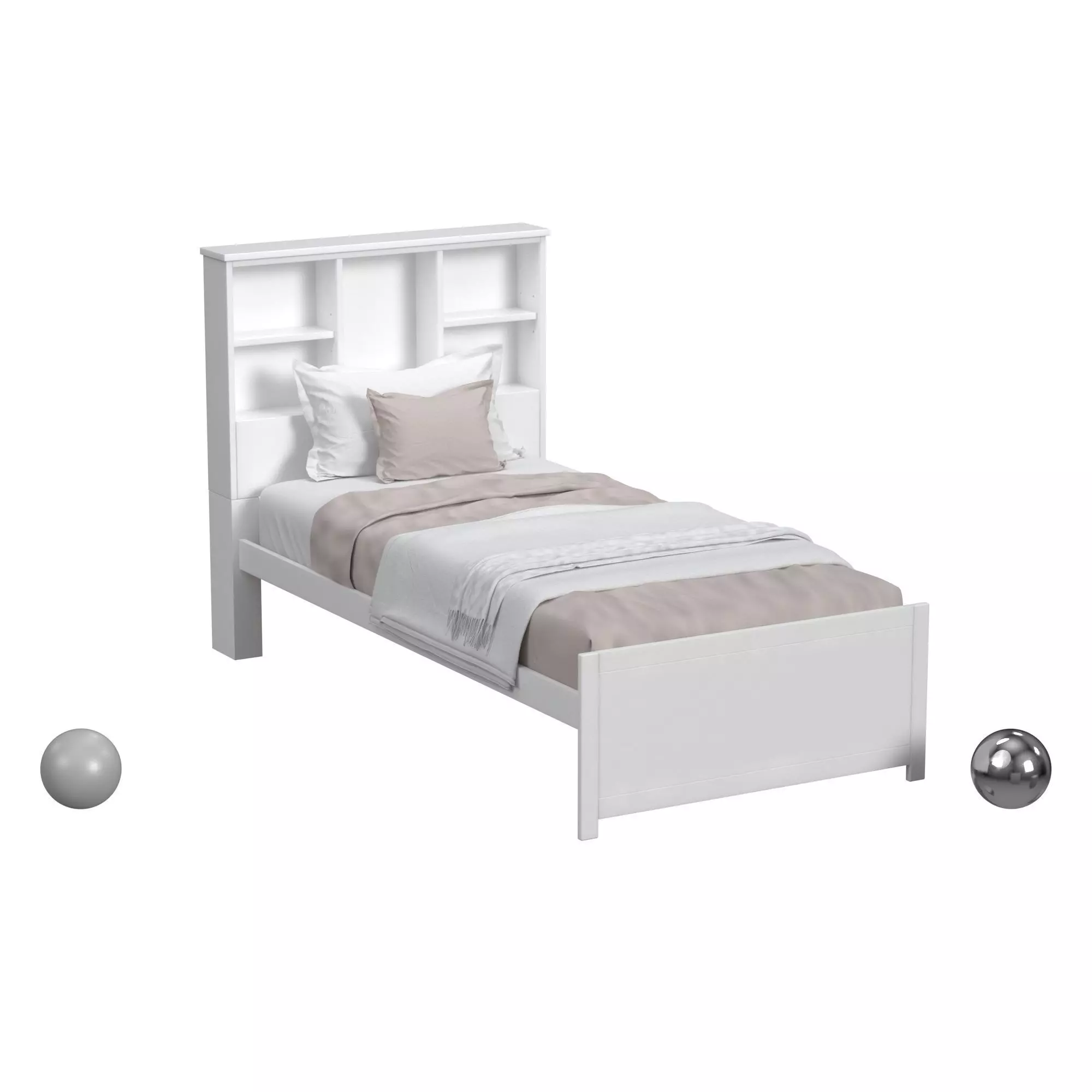 Caspian Twin Bookcase Bed 3D model_0