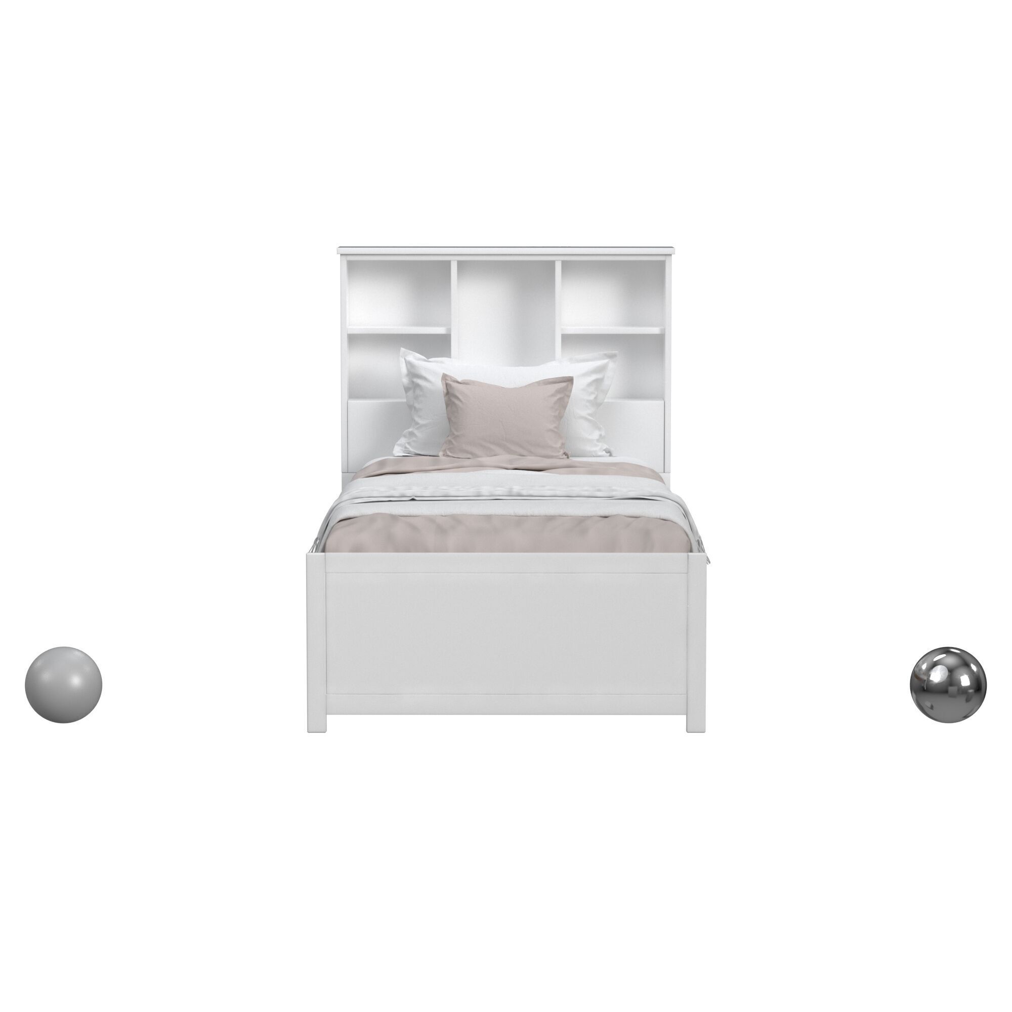 Caspian Twin Bookcase Bed 3D model_1