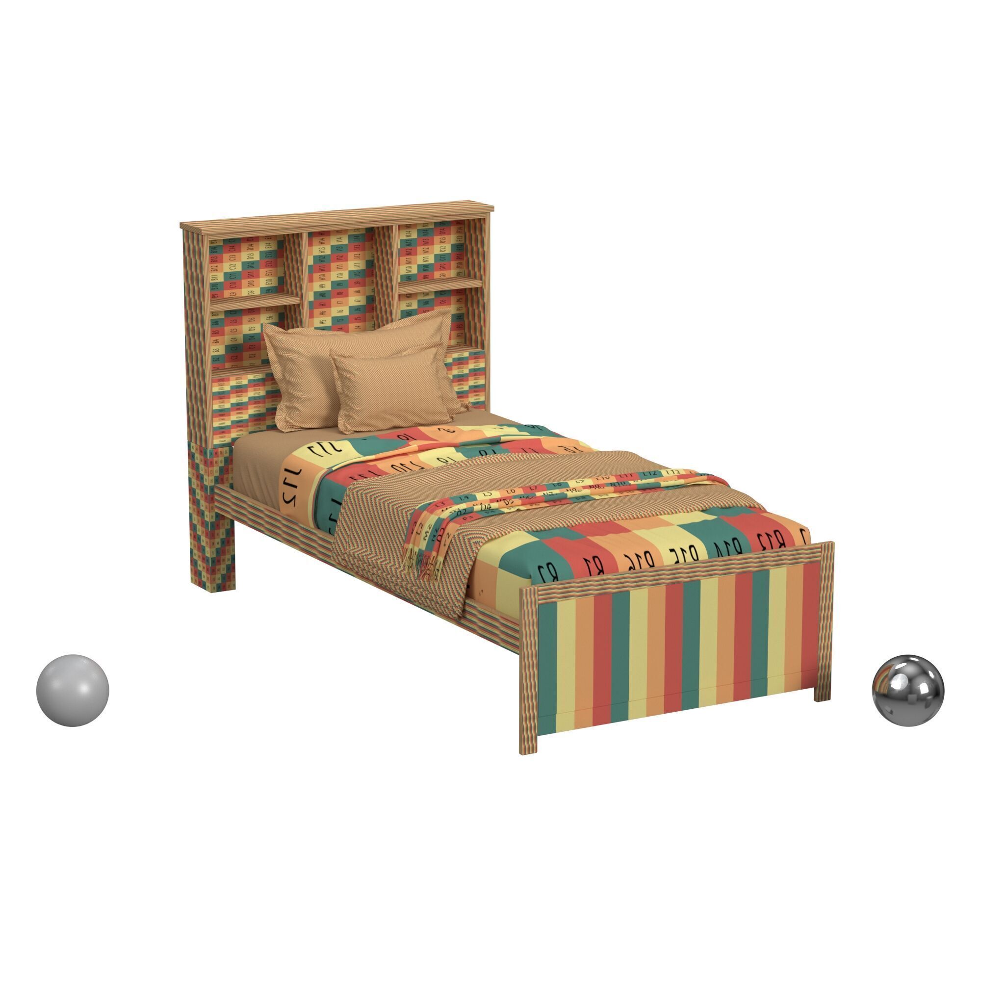 Caspian Twin Bookcase Bed 3D model_2