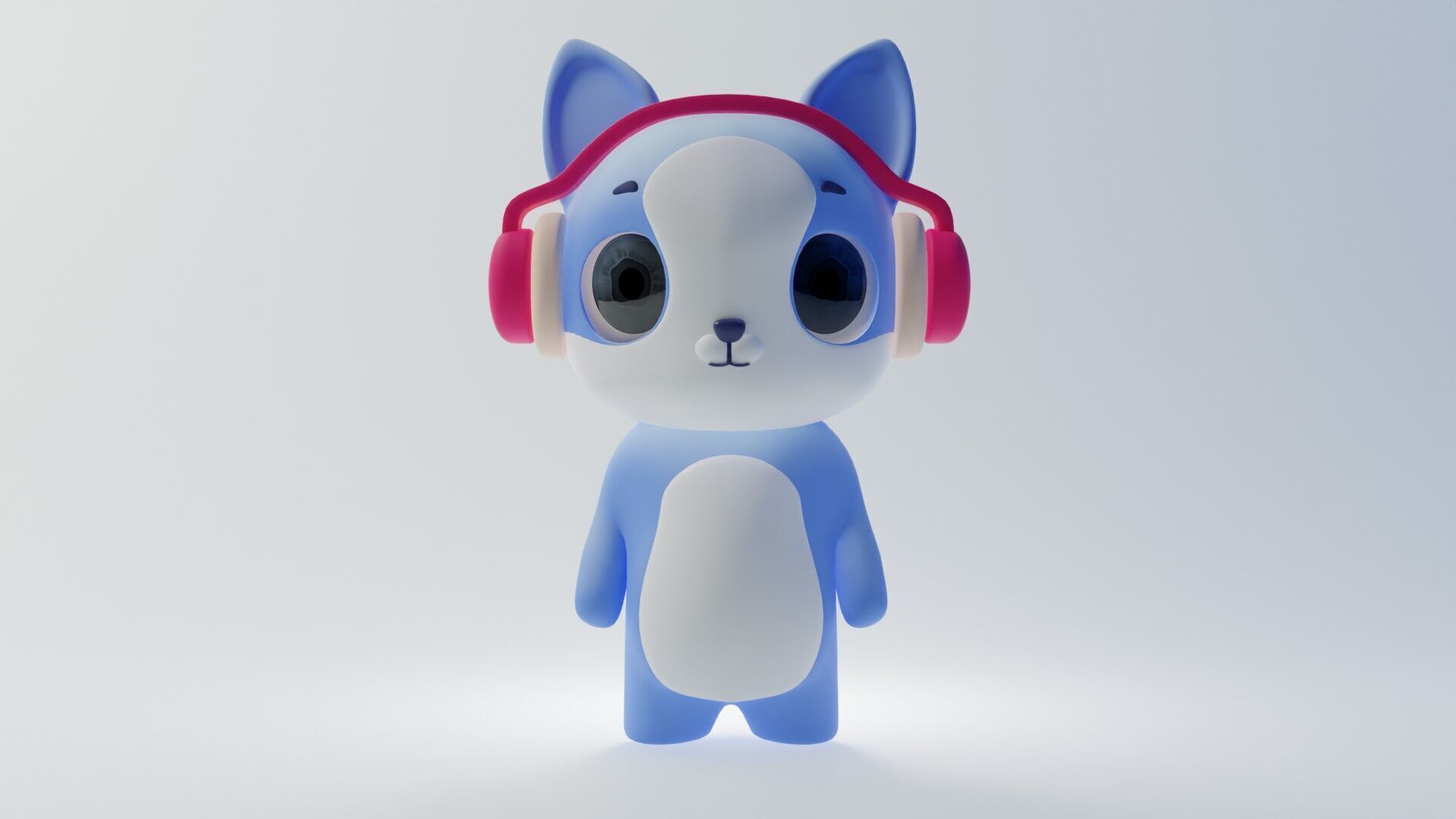 Cute 3D Cartoon character with Headphones  Low-poly 3D model_3
