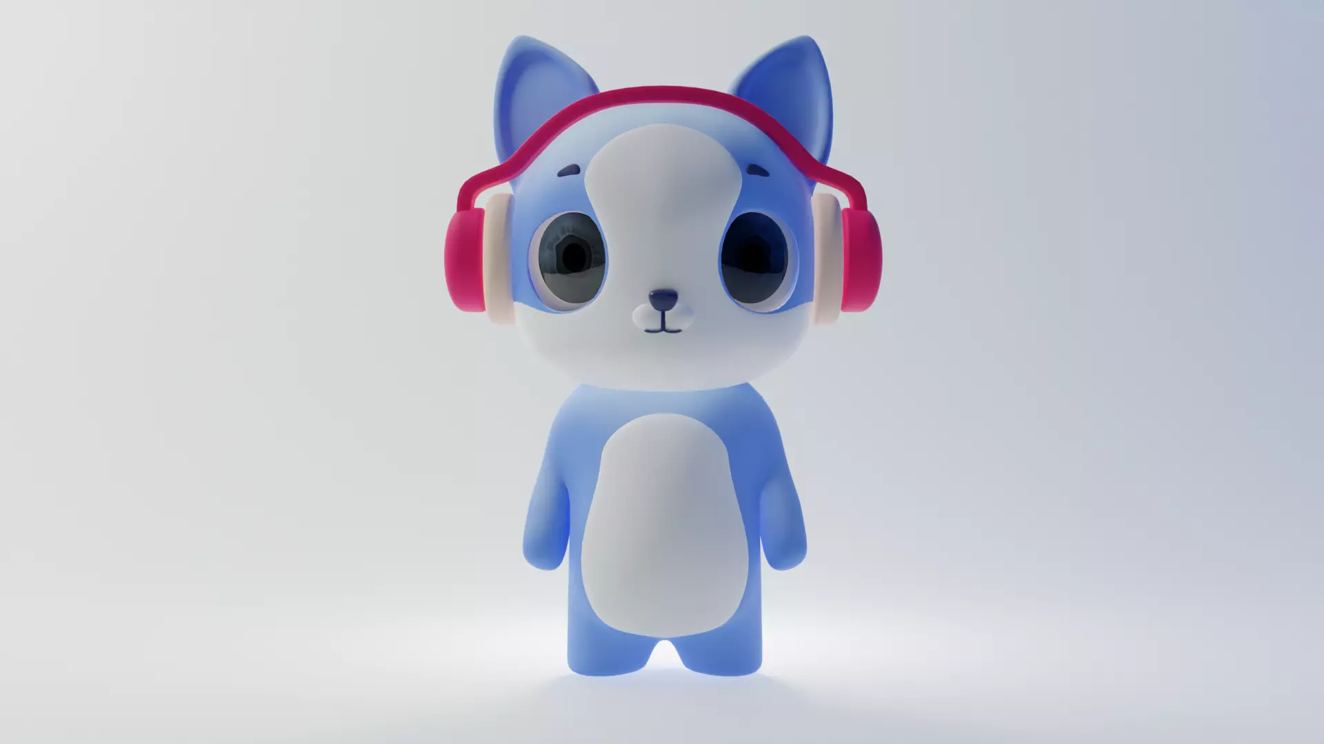Cute 3D Cartoon character with Headphones  Low-poly 3D model_0