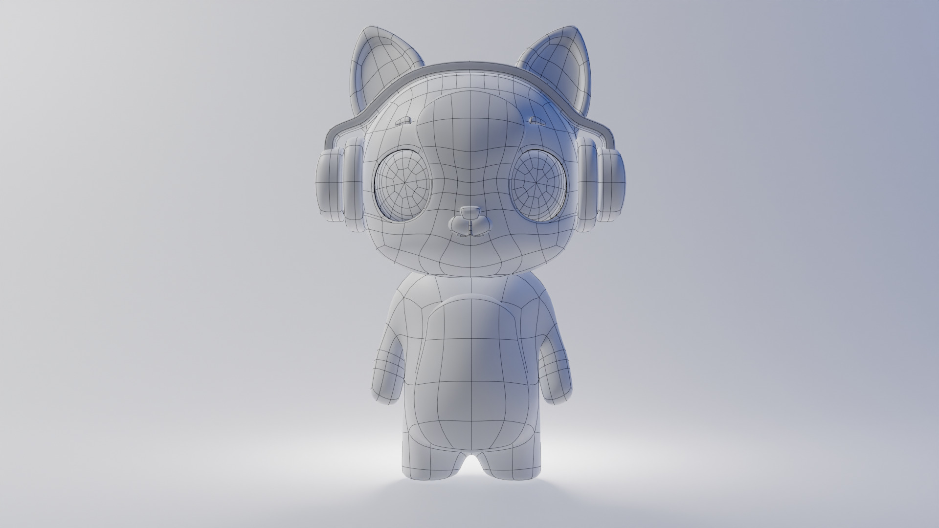 Cute 3D Cartoon character with Headphones  Low-poly 3D model_2