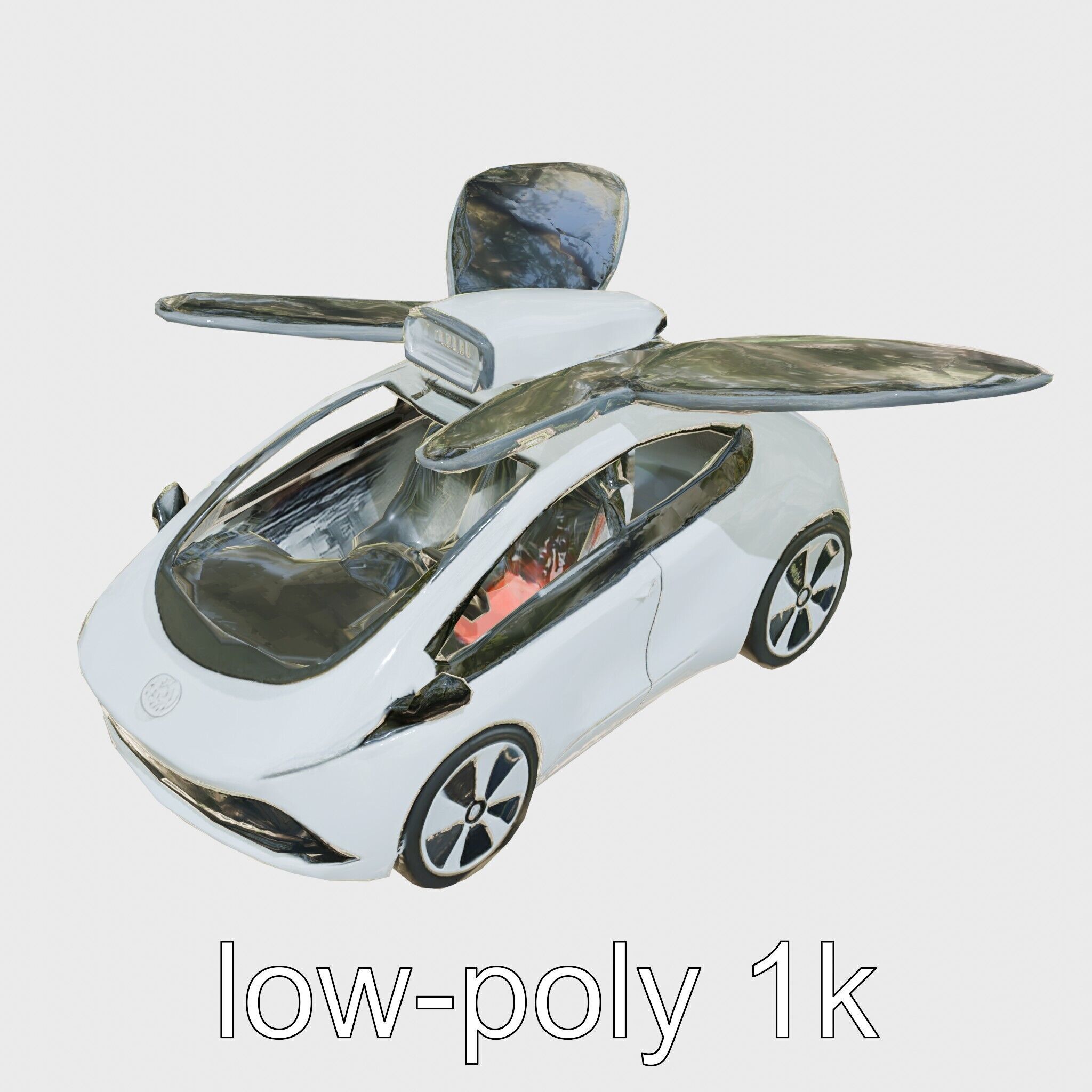 Futuristic Flying Taxi Concept Car Low-poly 3D model_9