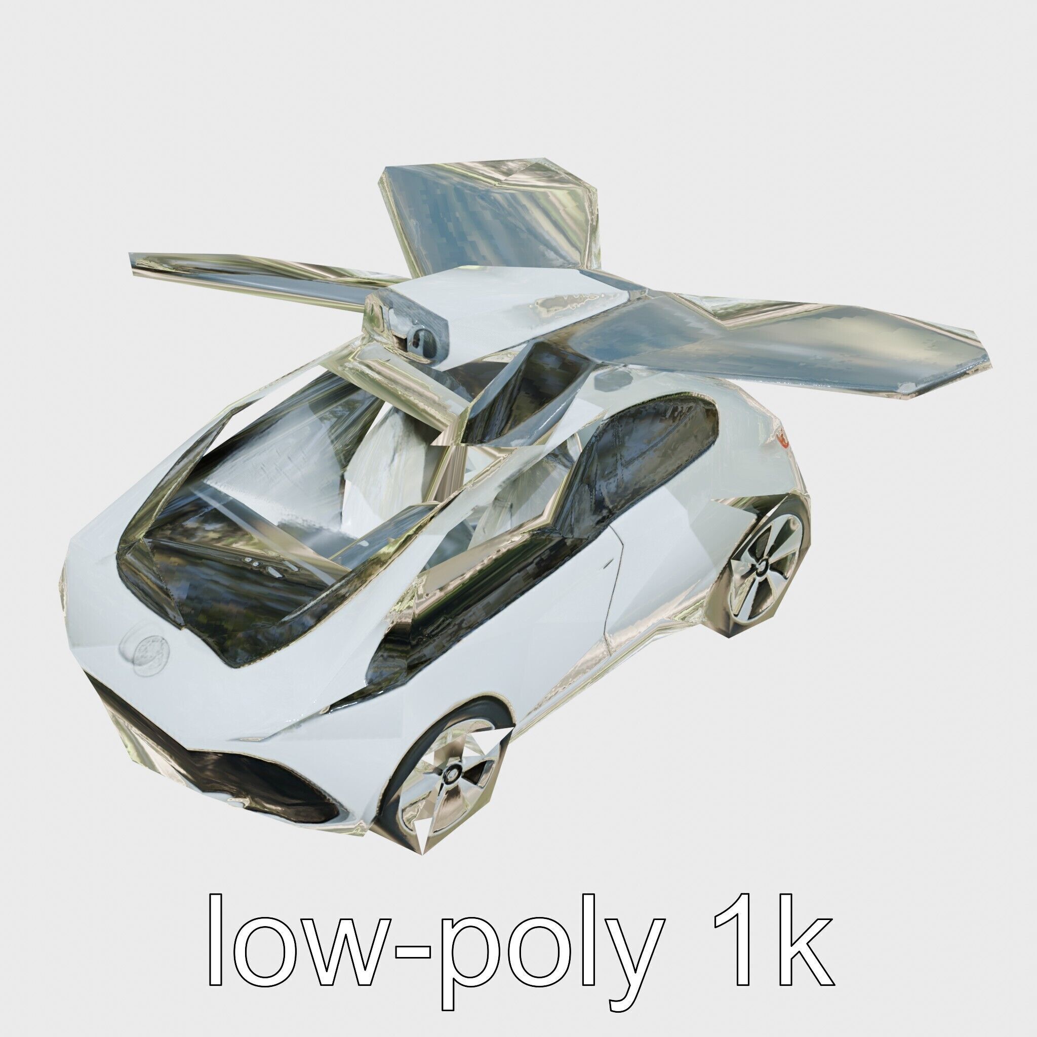 Futuristic Flying Taxi Concept Car Low-poly 3D model_10
