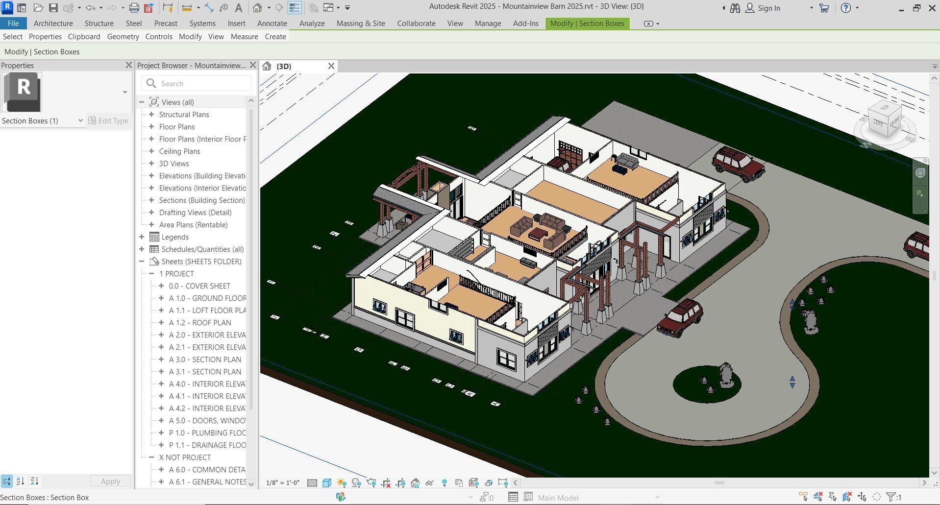 Revit Barndominium House FBX CAD Blue prints 3D model_8