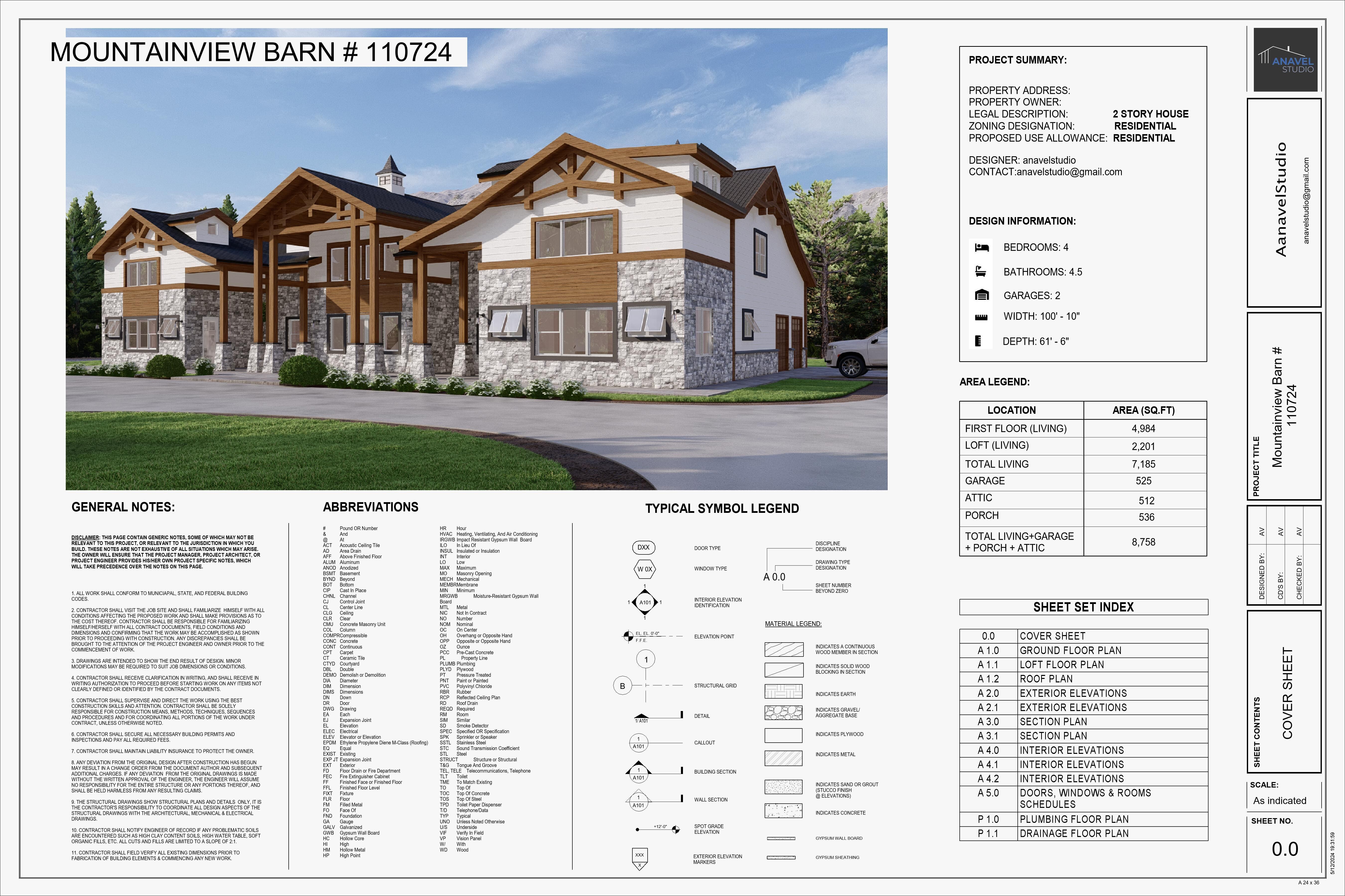 Revit Barndominium House FBX CAD Blue prints 3D model_3
