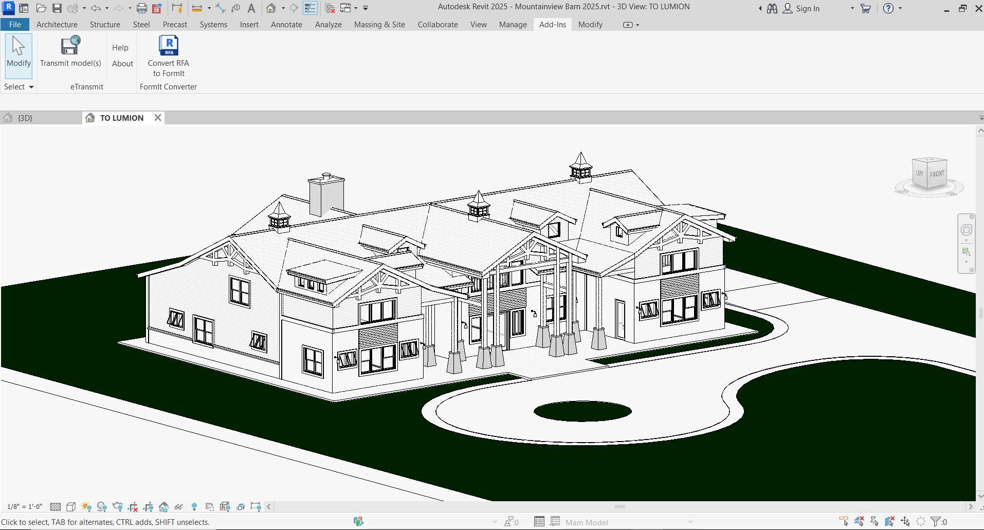 Revit Barndominium House FBX CAD Blue prints 3D model_6
