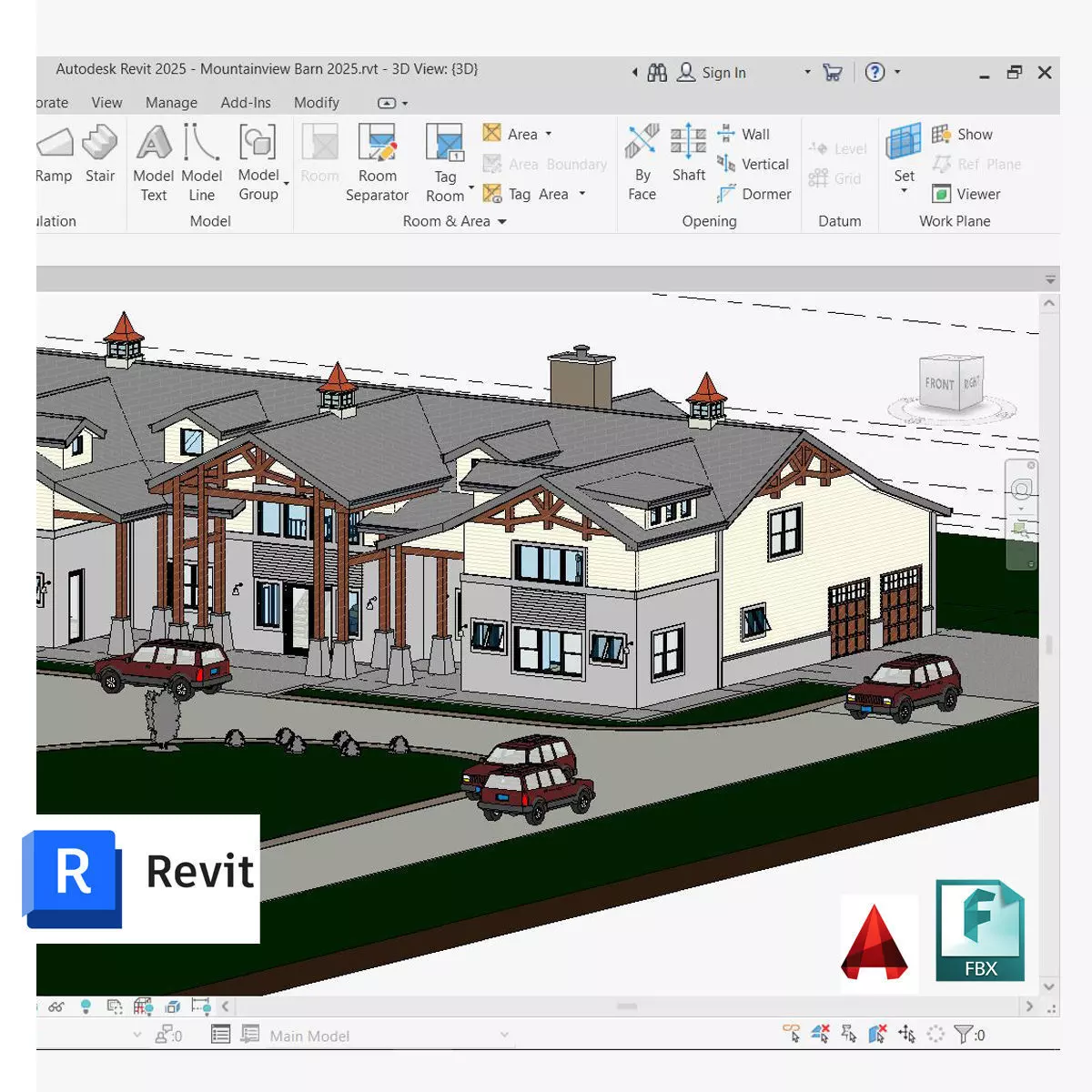 Revit Barndominium House FBX CAD Blue prints 3D model_0