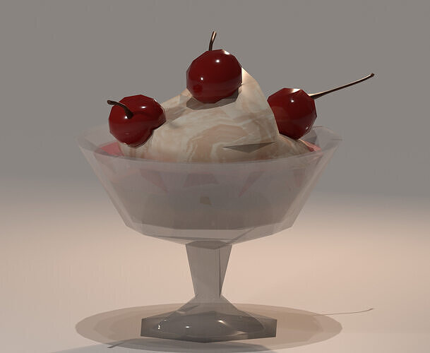 Low-Poly Ice Cream in Glass with Cherry and Jelly Layers  Low-poly 3D model 7