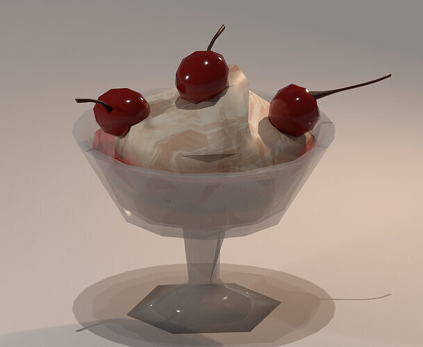 Low-Poly Ice Cream in Glass with Cherry and Jelly Layers  Low-poly 3D model 6